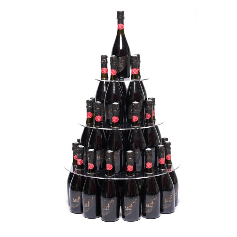 Pyramide ronde 4 niveaux - 32 bouteilles - 3 disques plexi