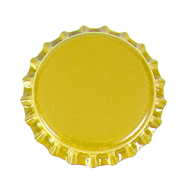 Capsule jaune couronne26 metal   liner en PVC transparent