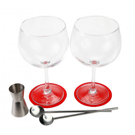 Lot De 2 Verres Doseurs 90 Ml Noir Et Rouge - Pour Cocktails, Café, Bar - Verre Gradué Précis