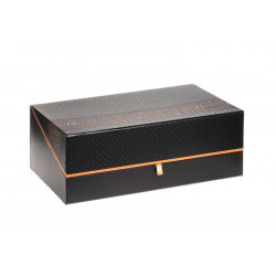 Coffret carton rectangle vide savoureux noir et cuivre 31x18 x10 cm