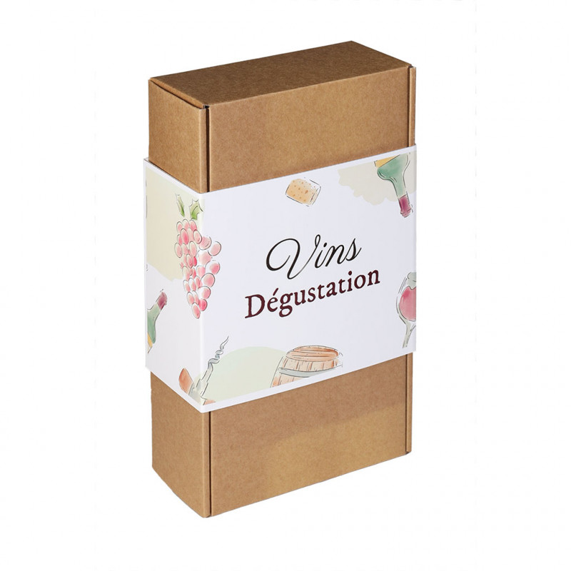 Fourreau pour coffret 2 bouteilles décor DÉGUSTATION