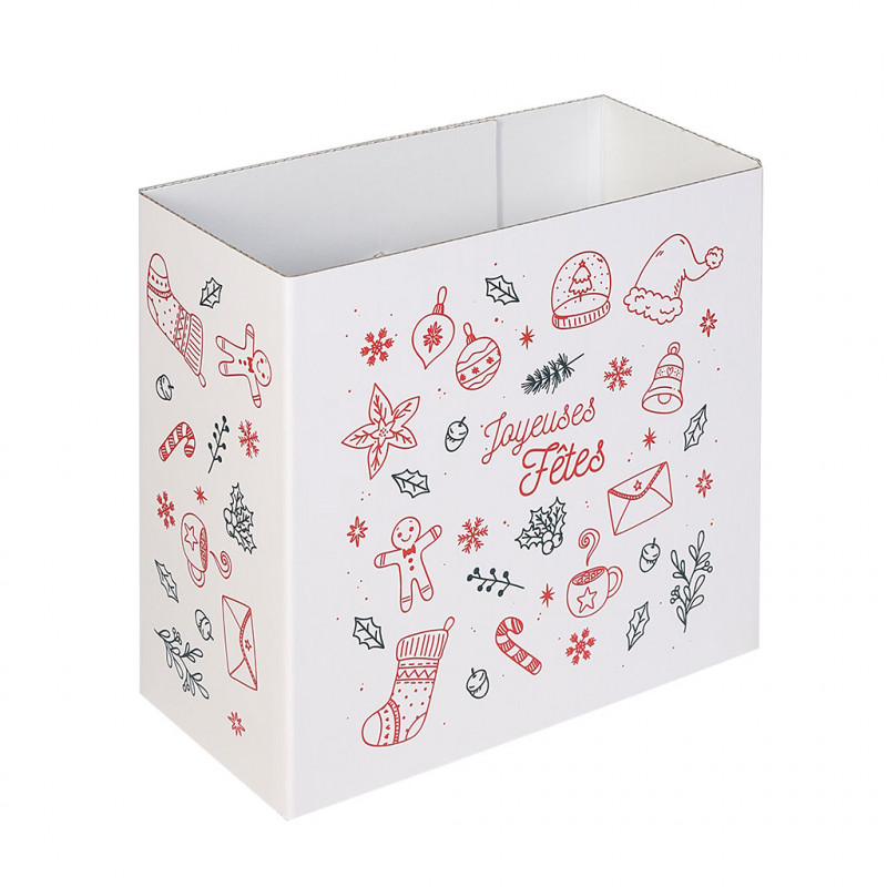 Fourreau pour coffret 2 bouteilles décor JOYEUSES FÊTES