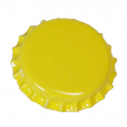 Capsule jaune couronne26 metal   liner en PVC transparent