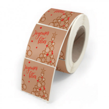 Rouleau 500 étiquettes Joyeuses Fêtes