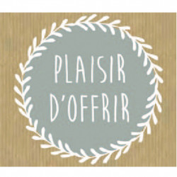 étiquette plaisir d'offrir décor kraft et gris